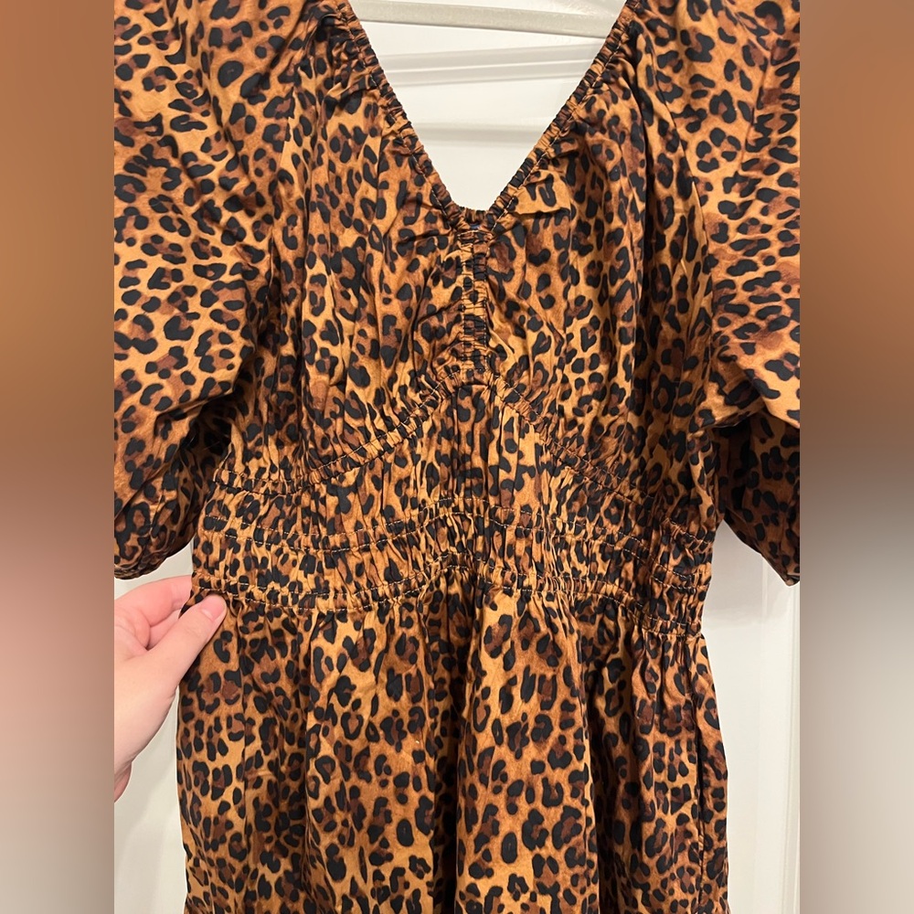 NWT O.N. Leopard Mini Dress - Large Tall - Picture 2 of 4